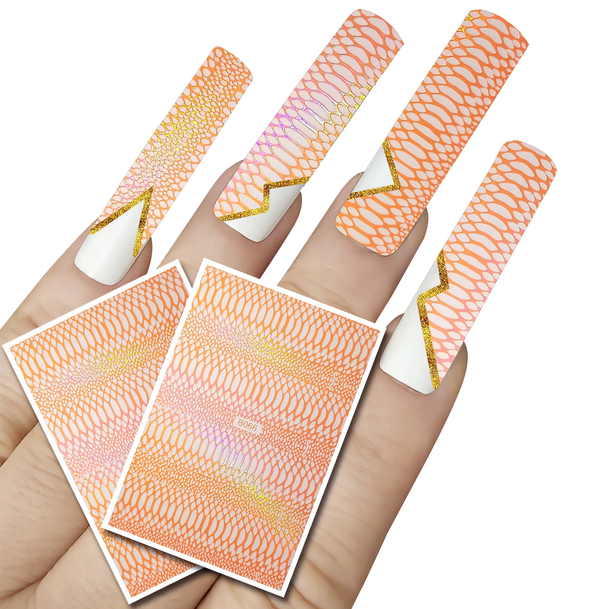 3D Water Decals Orange Red Serpentine Nail Stickers for DIY Manicure Art Design - Make Your Nails Stand Out with Unique Patterns