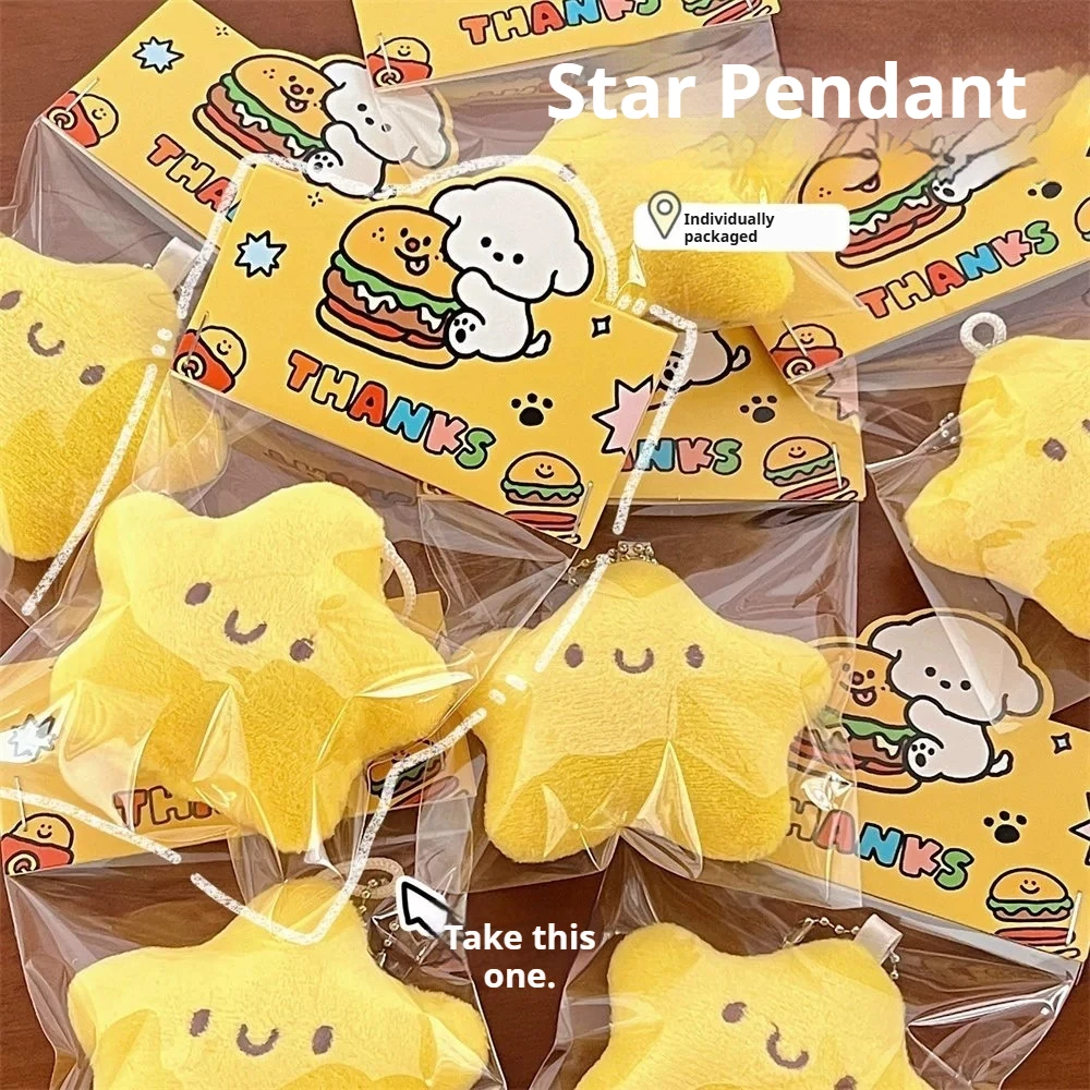 Pendentif de poupée étoile en peluche pour fille mignonne, porte-clés de poupée grinçante, accessoires pendentif de sac à dos d'étudiant