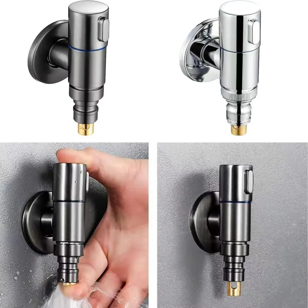 

Automatic Water Stop Valve Washing Machine Faucet G1/2 Quick Opening Stainless Steel Water Tap Rotary Switch Rust-proof