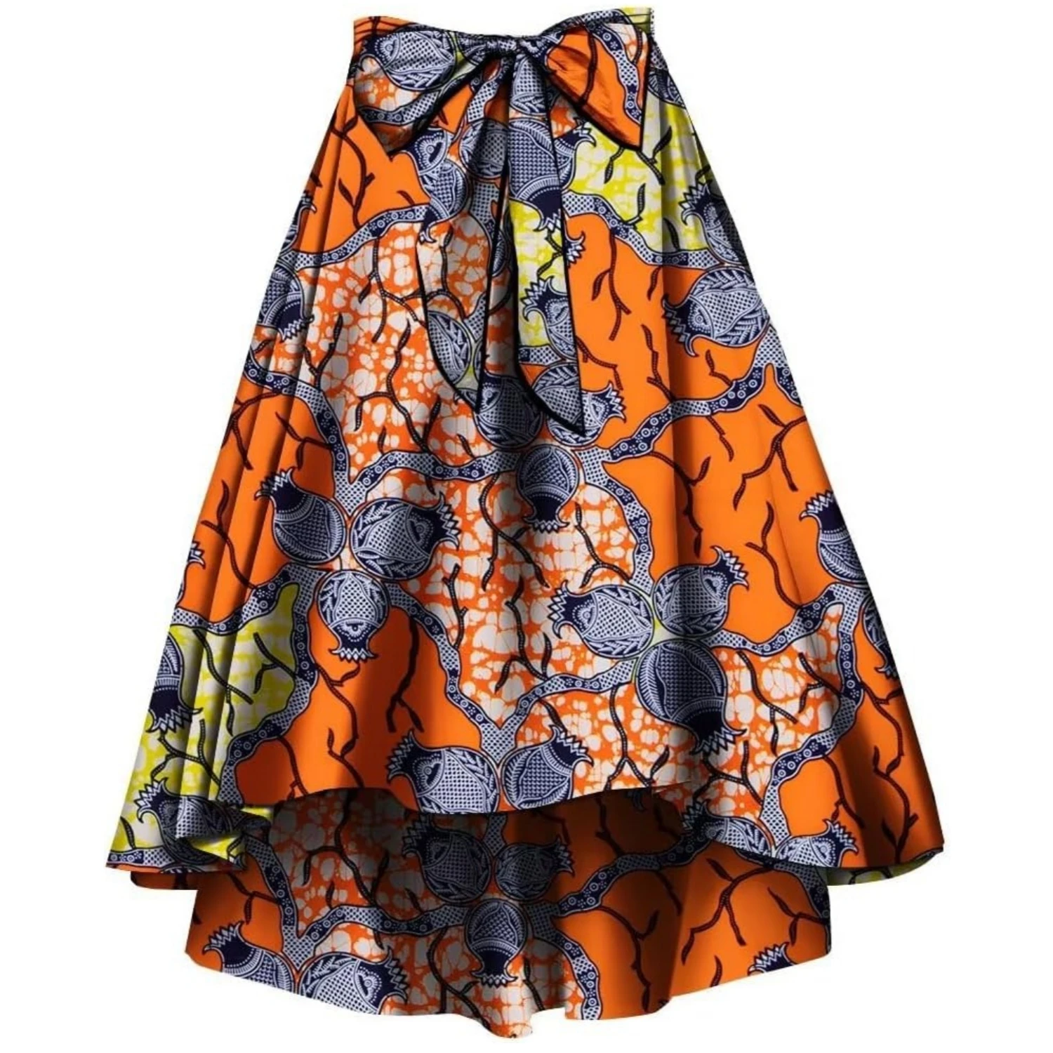 Faldas africanas con estampado de Ankara para mujer, falda larga Dashiki Maxi, cintura elástica elegante a la moda con pañuelo para la cabeza de algodón Wy10072