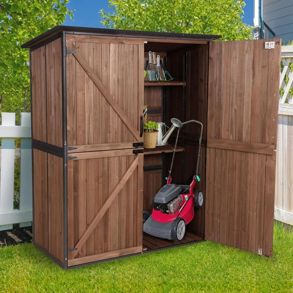 Sheds & Outdoor Storage,Large Garden Shed with Metal Frame Structure and Adjustable Shelves