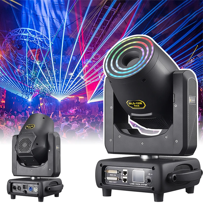 With Ring 10W RGB Laser Moving Head ILDA 3d Full Color Luces Laser Para Dj Animation Laser Light For Dj Night Club