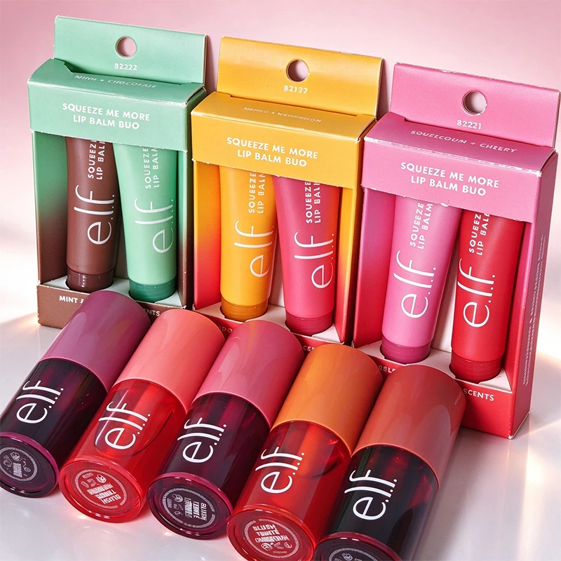 Original E.l.f Squeeze Me More Lip Balm Duo Lip Gloss Two Tone Set Glow Reviver Melting Tinted Lipstick Bubblegum-Cherry Makeup