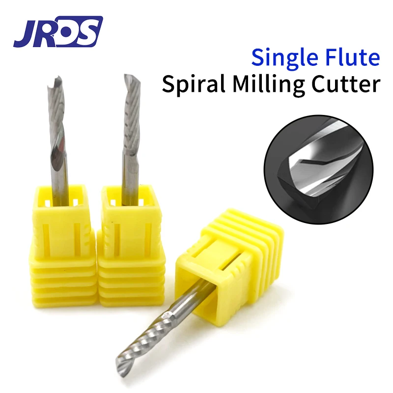 Fresa espiral 5A de 3.175/4/5/6/8mm con vástago de un solo filo, cortadores de fresado, broca de router CNC 3D para grabado en acrílico, madera y aluminio