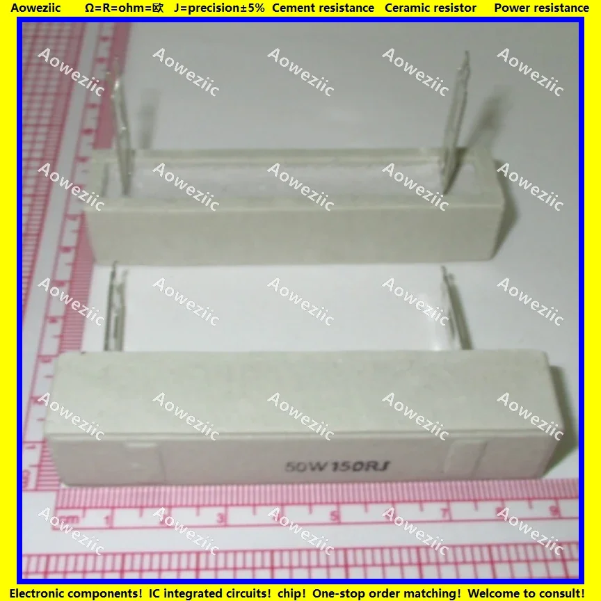세라믹 저항 플러그인 수평 시멘트 저항, 50W150RJ, 50W, 150 ohm +/- 5%, 50W150ohm, 50W150ohm, 2 개