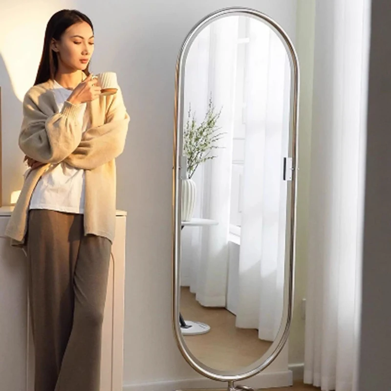مرآة أرضية بيضاوية على الطراز الكوري للفتيات مرآة جمالية حديثة لتزيين غرفة المعيشة منتجات منزلية فاخرة غير تقليدية إنفينيتي Espelhos