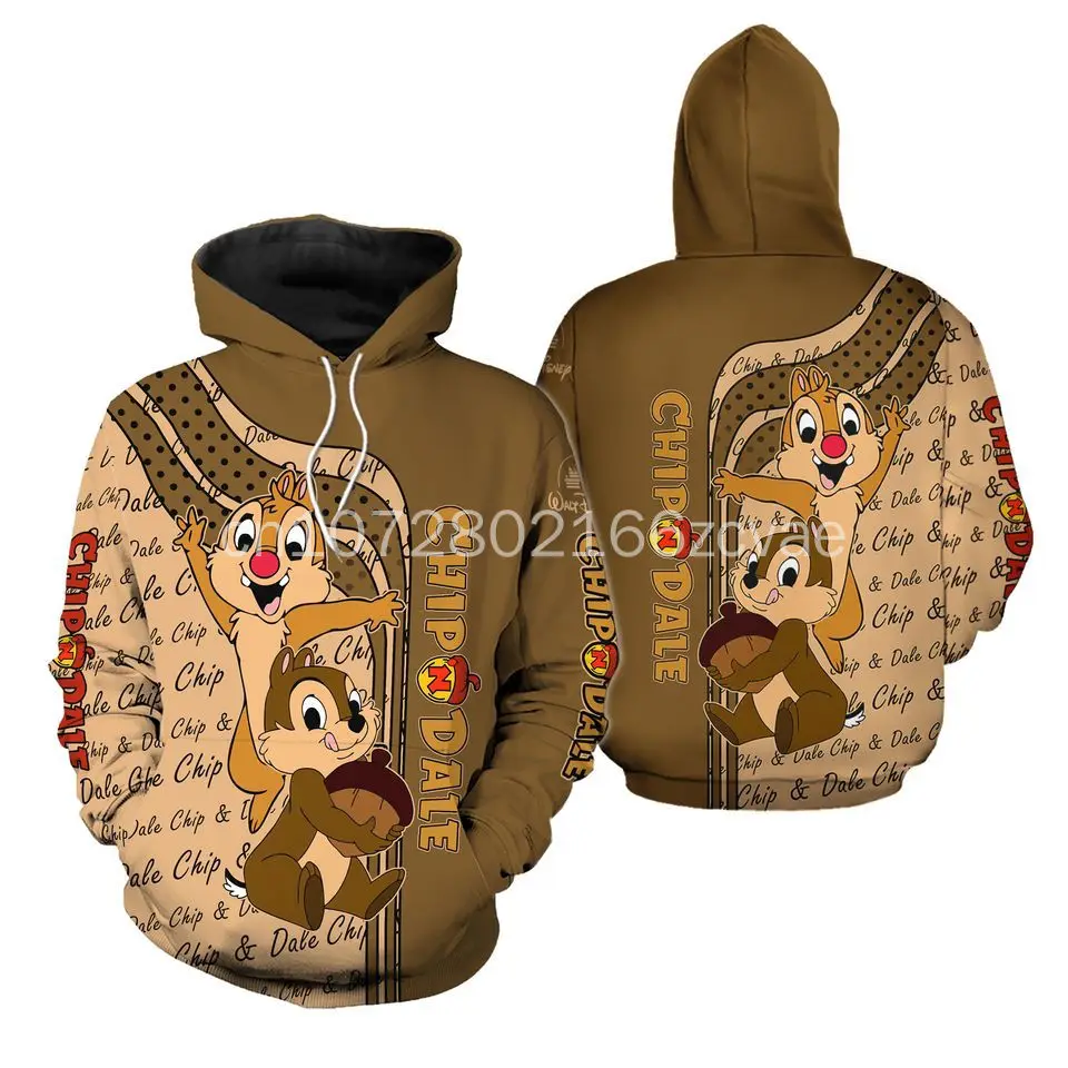 2024 Disney Chip And Dale Men Women Hoodies Casual Hip Hop Streetwear Long Sleeves Sweatshirts Boys Girls Autumn Tops Coats