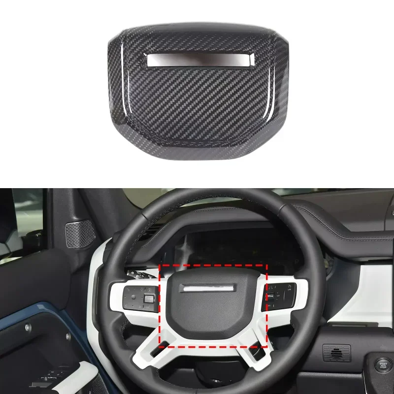 

For Land Rover Defender Real Dry carbon fiber models Steering wheel logo cover interior decoration modification part 2020-2024