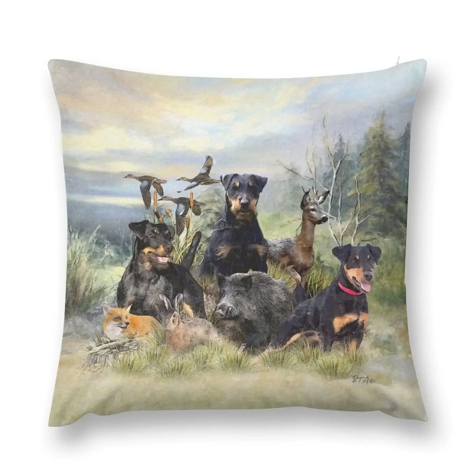 

Hunting with Jagdterriers , Art Throw Pillow christmas decorations 2025 christmas supplies pillow