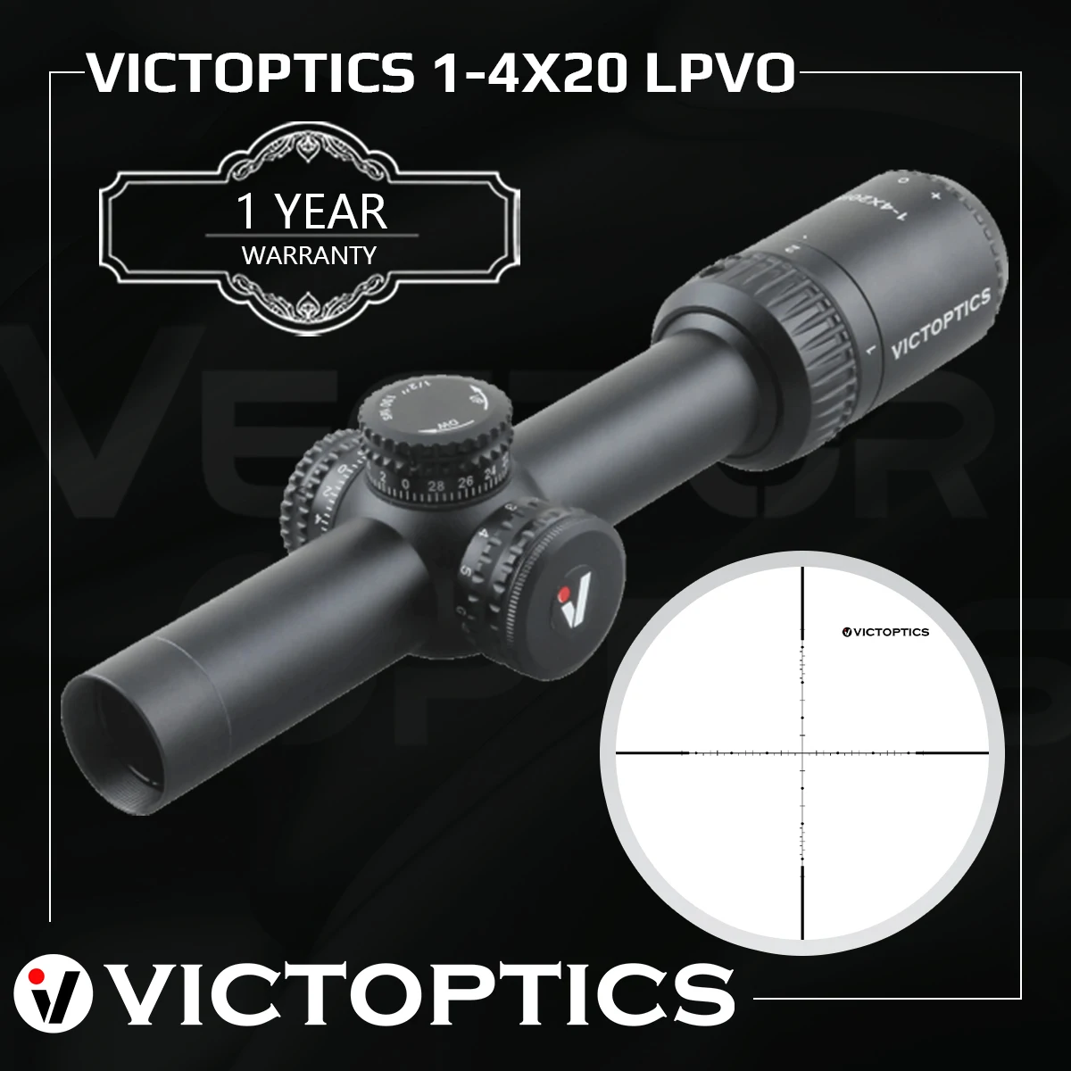 Victoptics Lvpo Optic 1-4X24 SFP Scope Hunting Riflescope 25.4Mm Dia 5 Levels Red & Green Illumination 20mm Rail