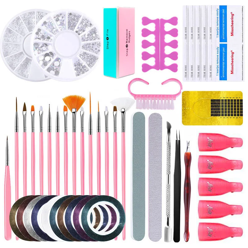 Nail Tool Set Nail Brush Nail File Decorative Line Accessories Remove Armor Bag Professional Nail Art Tools