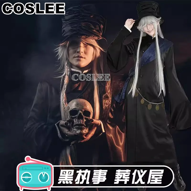 

COSLEE Under Taker Cosplay Anime Black Butler Costume Uniform Suit Full Set Halloween Party Outfit Men Role Play Clothing New