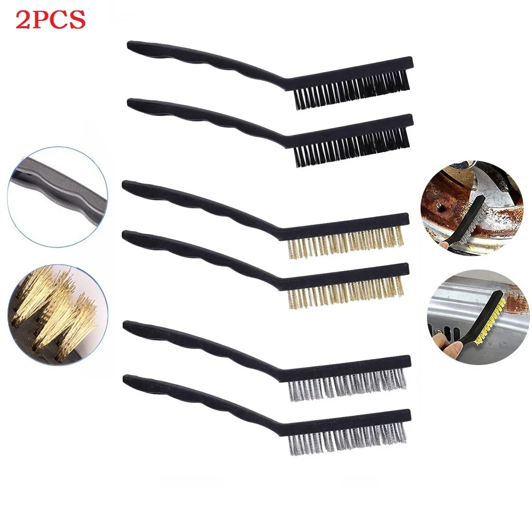 Cepillos de mano de nailon/latón/cepillos de alambre de acero, cabezal de 98mm para removedor de óxido, herramientas de limpieza y pulido, accesorios para amoladora, 2 uds.