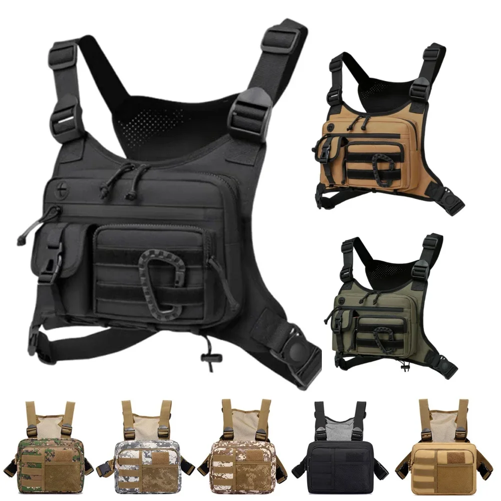 Outdoor Cycling Chest Bag Large Capacity Multifunctional Vest Chest Bag Nylon Vest Bag Travel Commute Sports Backpack