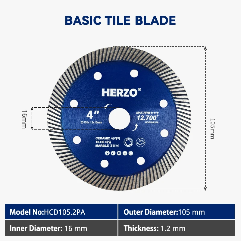 HERZO 2pcs 105mm Universal Stone Work Disc, 16mm Standard Inner Hole, Wear Resistant Industrial Plate for Marble, Granite