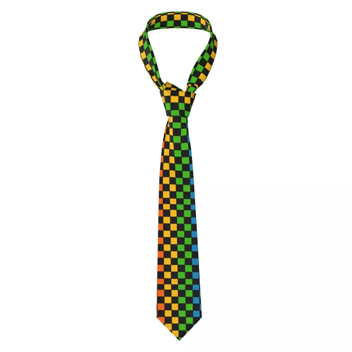 Custom Mens Rainbow Checkerboard Checked Pattern Neck Ties Fashion Tie For Banquet