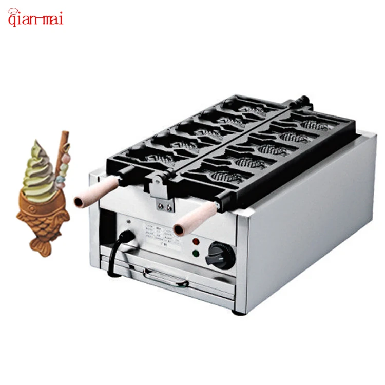 New Design Gas Electric 5 In 1 Open Mouth Fish Shape Waffle Maker Ice Cream Cone Taiyaki Waffle Maker Machine