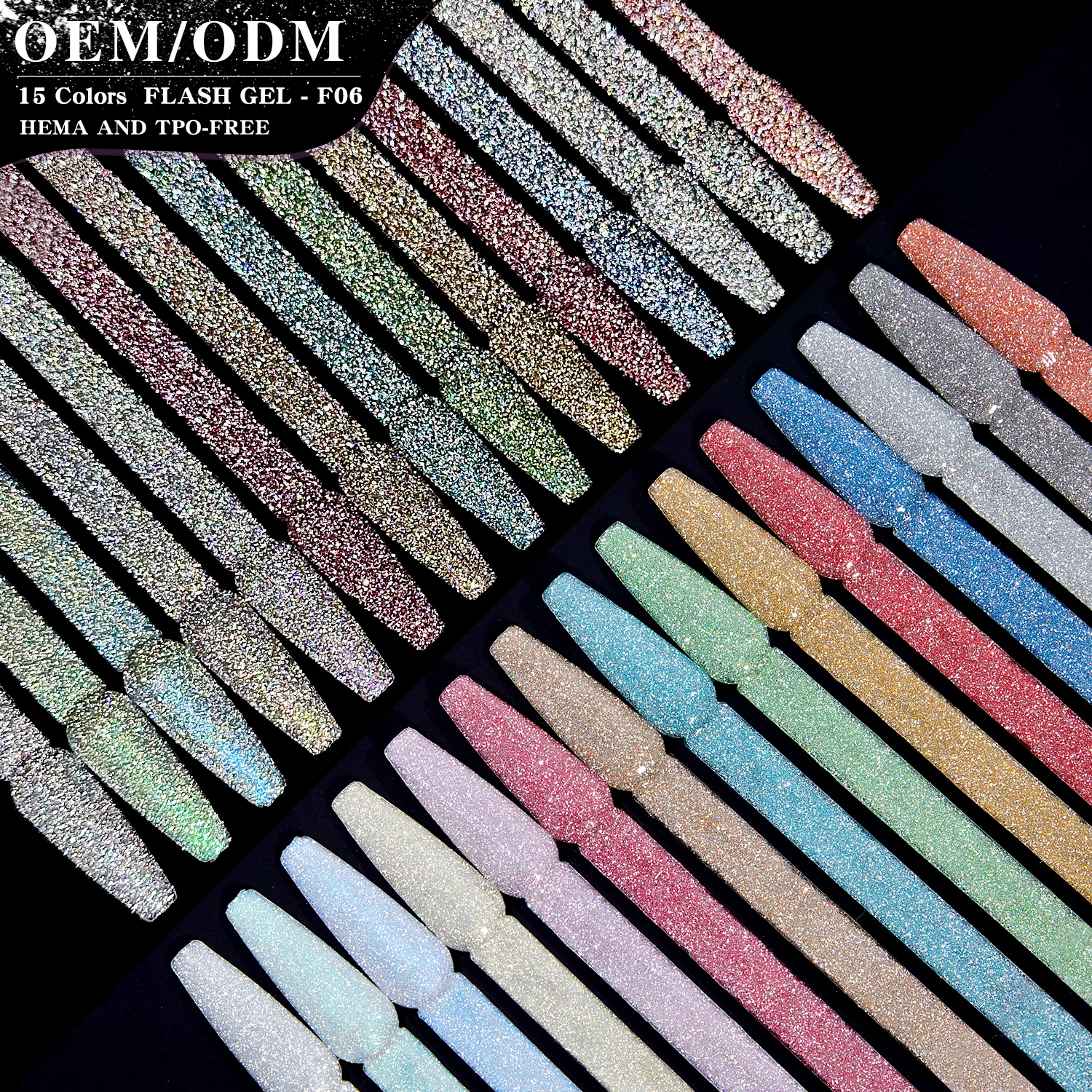 Vendeeni 15colors Reflective Disco Diamond Gel Nail Polish Set Collection FREE HEMA TPO OEM Esmalte Reflective Vernis Gel Polish