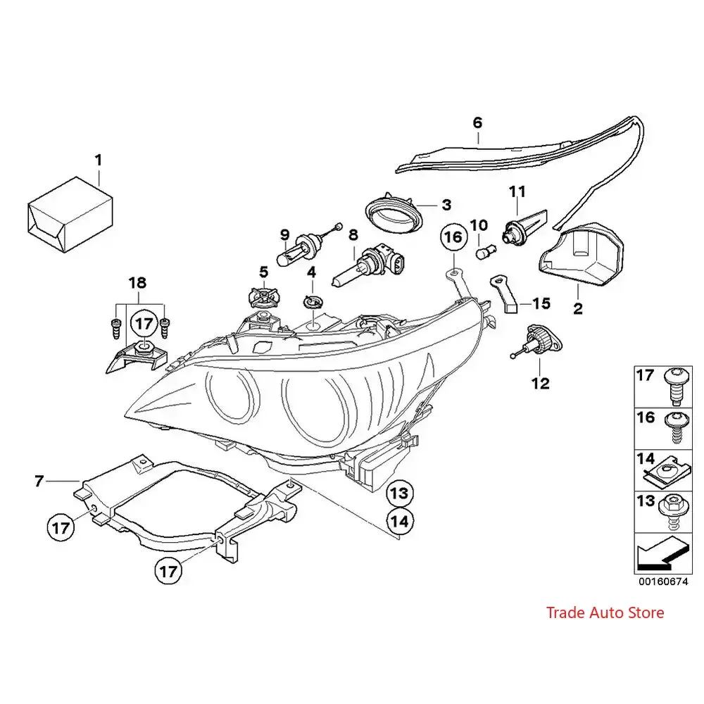 Black Headlight Mounting Brackets Support 63126936090 63126936089 For BMW 5 Series E60 E61 525I 528Xi 530I Auto Accessories view 3