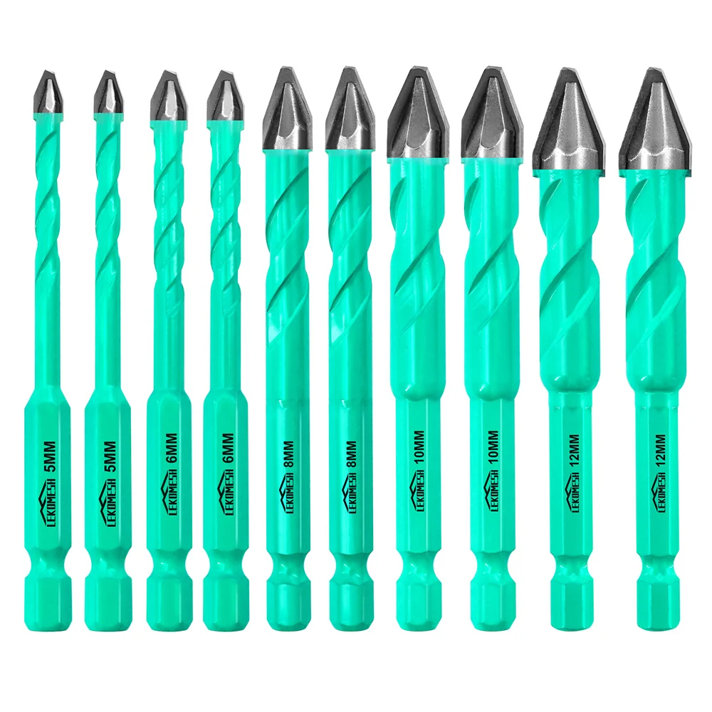 LEKOMESH 10Pcs 6-10mm Drill Bits Set Quick-Release Shank Carbide Tipped Hole Saw For Drilling Wood Masonry Concrete Ceramic Tile — zdjęcie 2