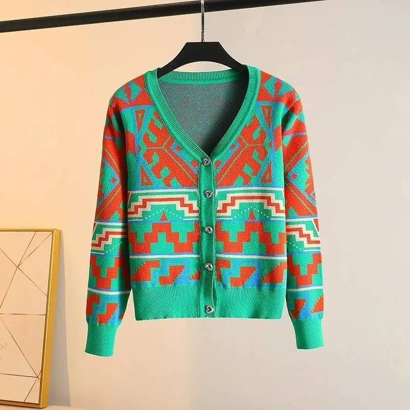 

High Street Sweater Knitted Cardigan Coat Women 2025 New Fashion Casual Elegant Long Sleeve Tops Knitwear Outerwears Pull Femme