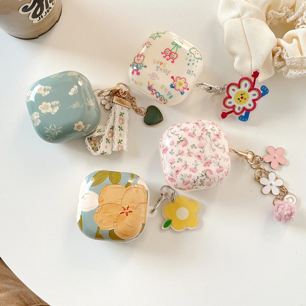 Simple Cute Cartoon Flowers Graffiti Series With Pendant Ear