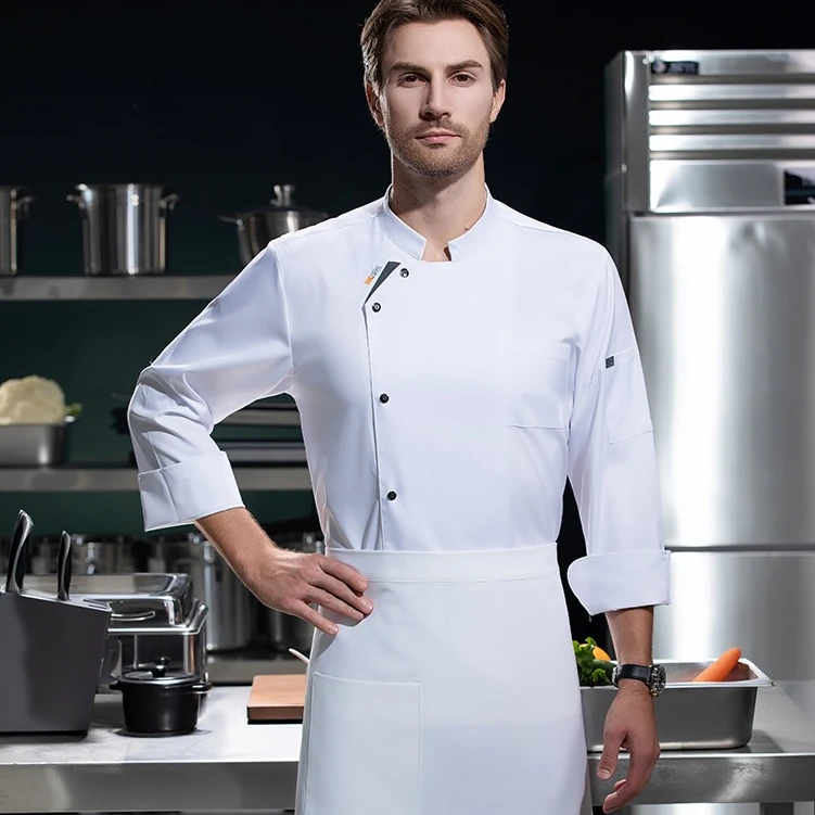 

Модная униформа шеф-повара унисекс, рабочая одежда для кейтеринга и ресторанов, куртка шеф-повара для кейтеринга, двубортный поварской халат для отеля с логотипом