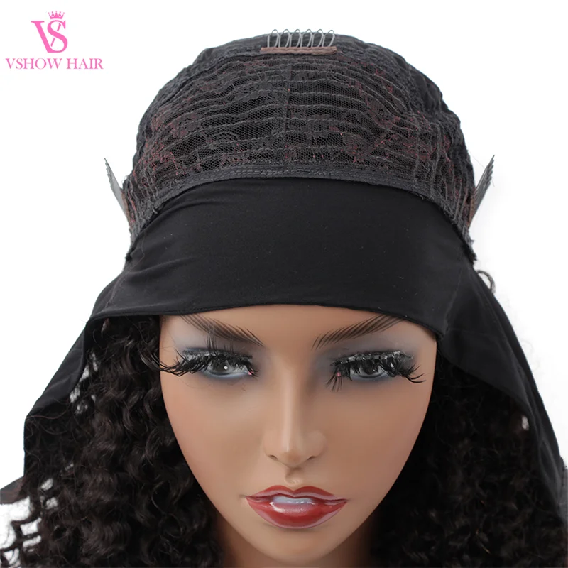 VSHOW Kinky Straight Headband Wig Human Hair Glueless Full Machine Made Brazilian Yaki Headband Human Hair Wigs For Black Women