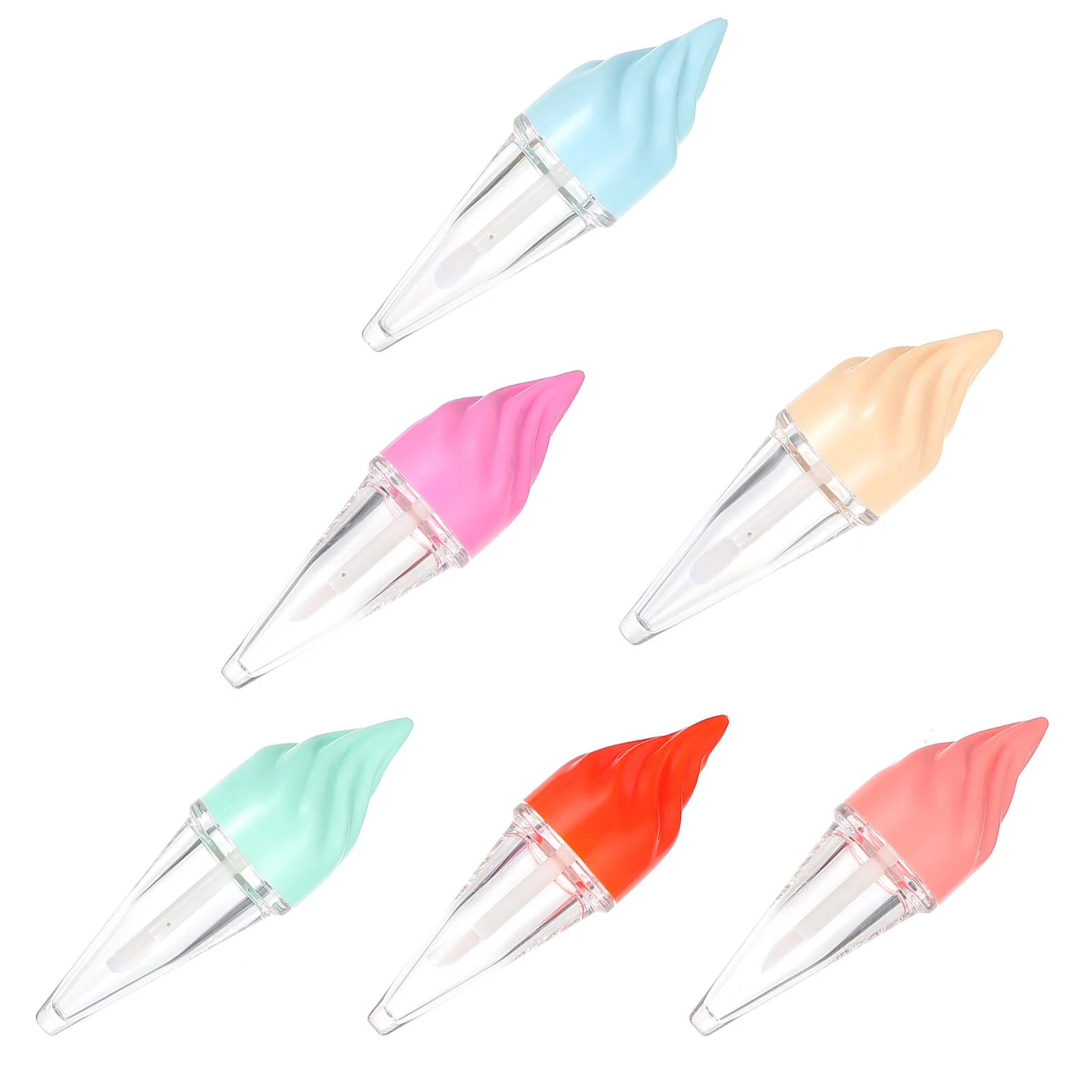 6Pcs Lip Gloss Tube Ice Cream Shape Adorable DIY Lip Balm Container Portable Travel Tool Lipstick Tubes