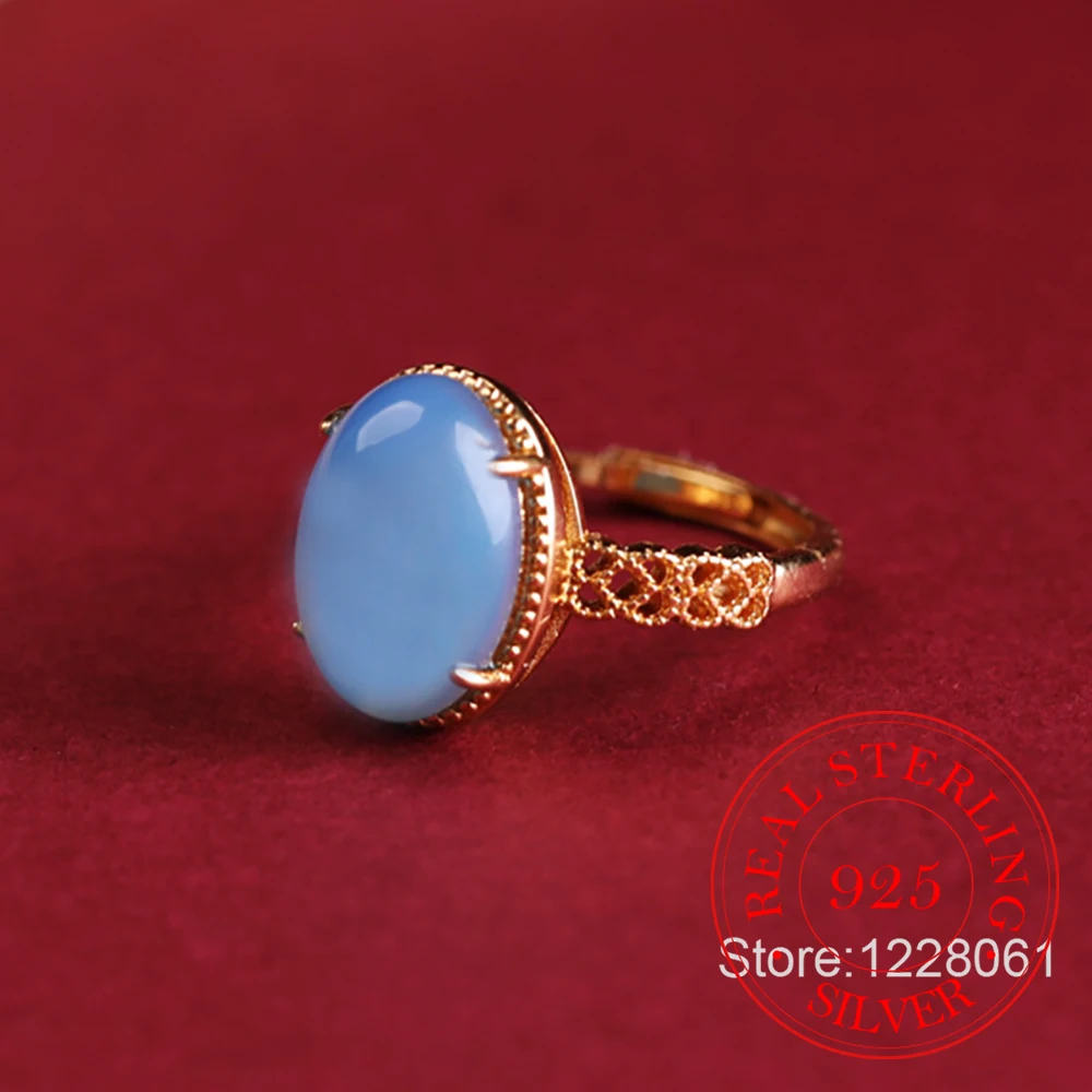 925 Sterling Silver Jewelry Luxury Natural Jade Vintage Finger Rings for Women Wedding Party Jewelry For Girl Friend Gift