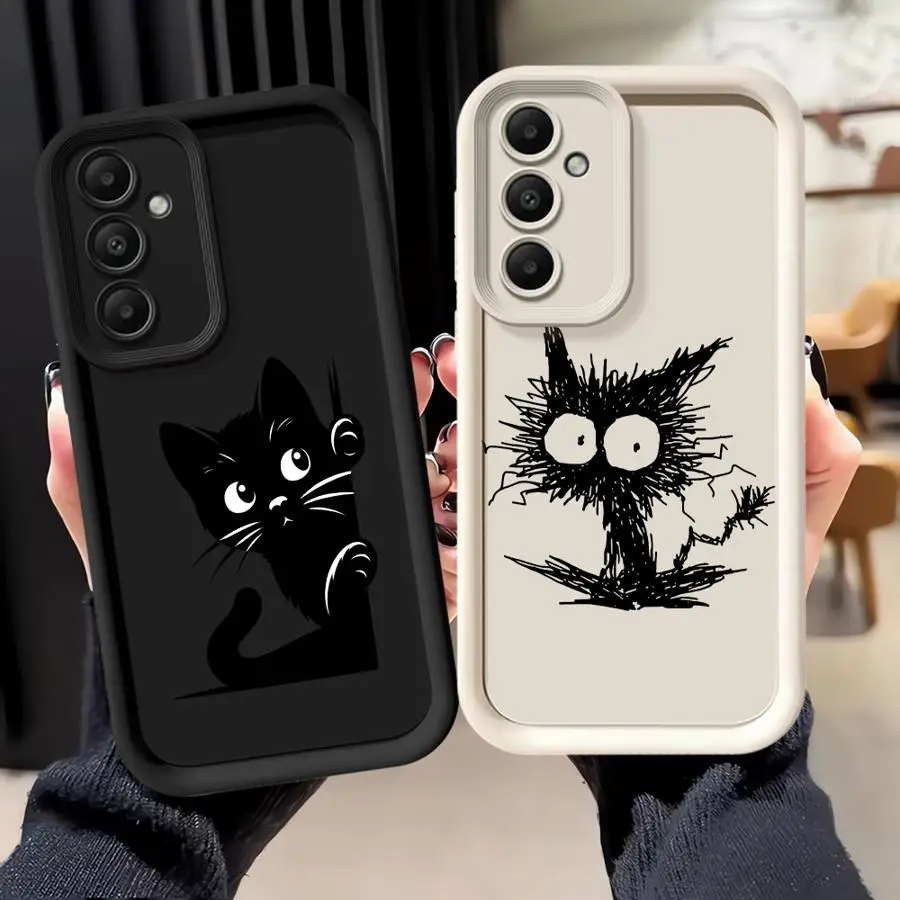 Case for Samsung Galaxy A23 A35 A36 A26 A32 A56 A71 A72 A15 A16 A12 A13 A51 A73 A53 A54 A34 Phone Cover Cartoon Cat