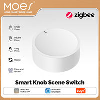 MOES Tuya ZigBee Smart Knob Switch Wireless Scene Button Controller, Battery-Powered Automation with Smart Life App Scenarios