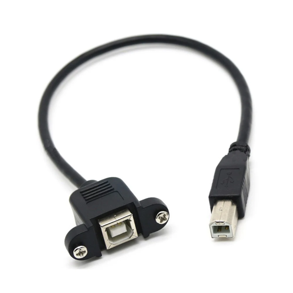 BM to BF Printing Extension Cable Panel Mount USB 2.0 Type Male to Female for Printer Cord with Screw Hole 30CM