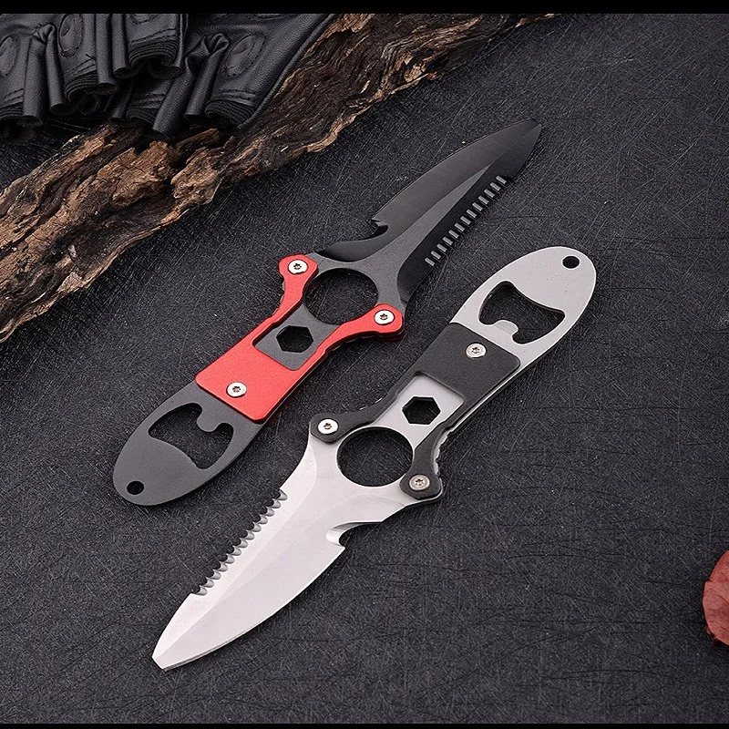 Stainless steel multifunctional knife diving tool water rescue rope cutter field seeking adventure self-defense tool leggings kn