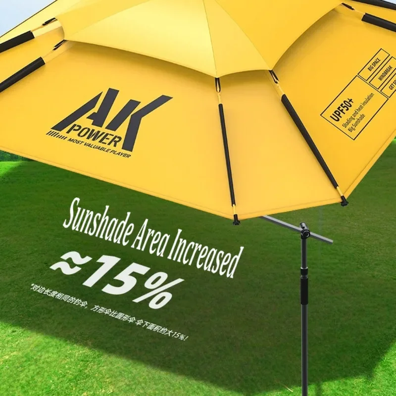 Imagem -02 - Atualizado Waterproof Umbrella Pesca Outdoor Sunshade Protector 360 ° Ajuste Duplo Grande Parasol Praia Camping Quintal Novo