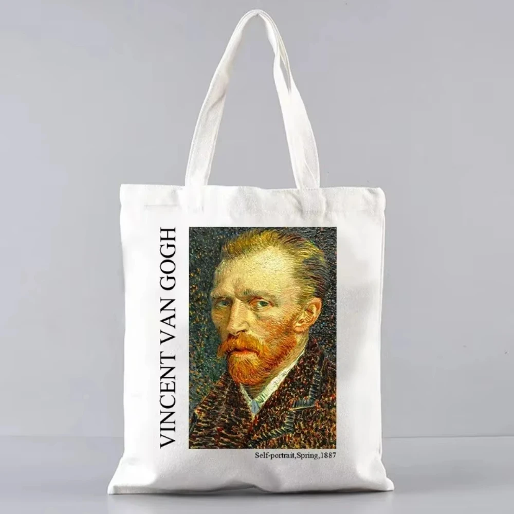 Artistic Vincent Van Gogh's Oil Painting Inspired Canvas Tote Bag for Shopping Work School or Travel Eco Friendly Shoulder Bag