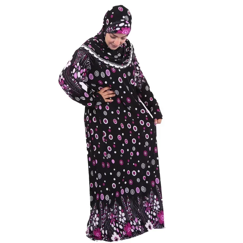 Ropa Hijab musulmana para mujer, bata estampada árabe, caftán de Dubái, Turquía, vestido Maxi de oración de manga larga, bata Abaya islámica