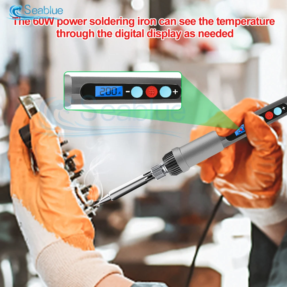 60W Electric Soldering Iron Kit Adjustable Temperature Digital Display Electronic Welding Repair Tools With Solder Tin Iron Tips