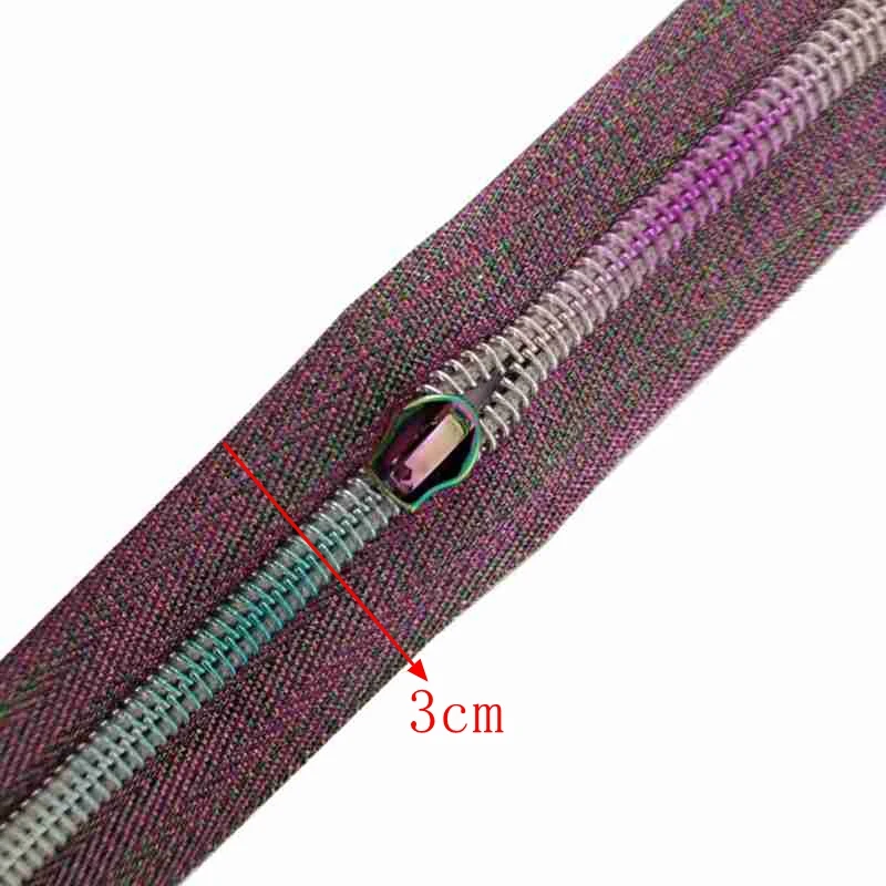 No.5 Rainbow Zipper  4 yards zipper tape with 5 rainbow zipper pullers nylon colored teeth for sewing DIY zippers