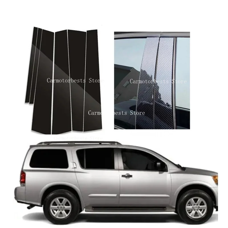Silver Glossy Black Pillar Posts  Fit For Nissan Armada 2005-2015 2013Carbon Door Trim Window Sticker Deocal Cover