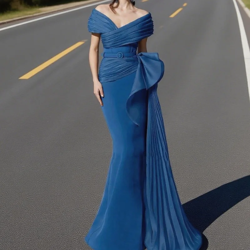 간단한 여성 인어 이브닝 드레스 오프 어깨 민소매 댄스 파티 드레스 맞춤형 이브닝 드레스