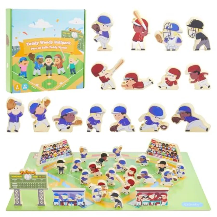 

Baseball Blocks Toy Playset, Wooden Figures Assembly Ballpark, Baseball Learning Toys, Mini Baseball Games, Baseball Player Fig