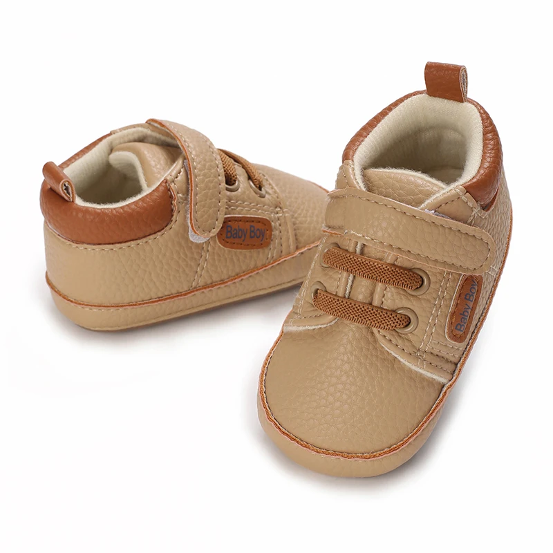 Babyschuhe mit Obermaterial für Frühling und Herbst, PU-Gummisohle, rutschfest, geeignet für 0–1 Jahre alte Babyschuhe, Wanderschuhe