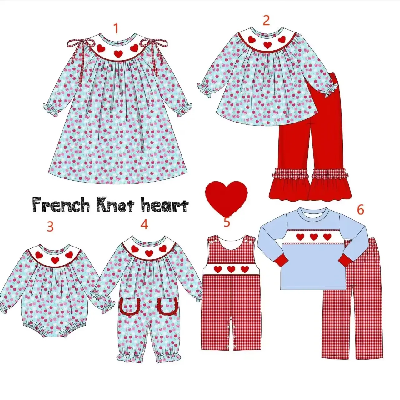 

Valentine's Day Fashion Baby Girl Suit Wholesale Boutique Children's Love Pocket Ruffle Newborn Suit for girls outfit