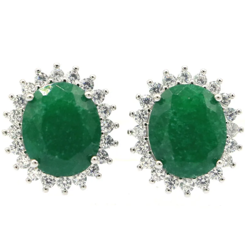 Buy 3 Get 1 Free 17x15mm Lovely Round Shape Red Rubies Green Emerald White CZ Daily Wear Silver EarRings