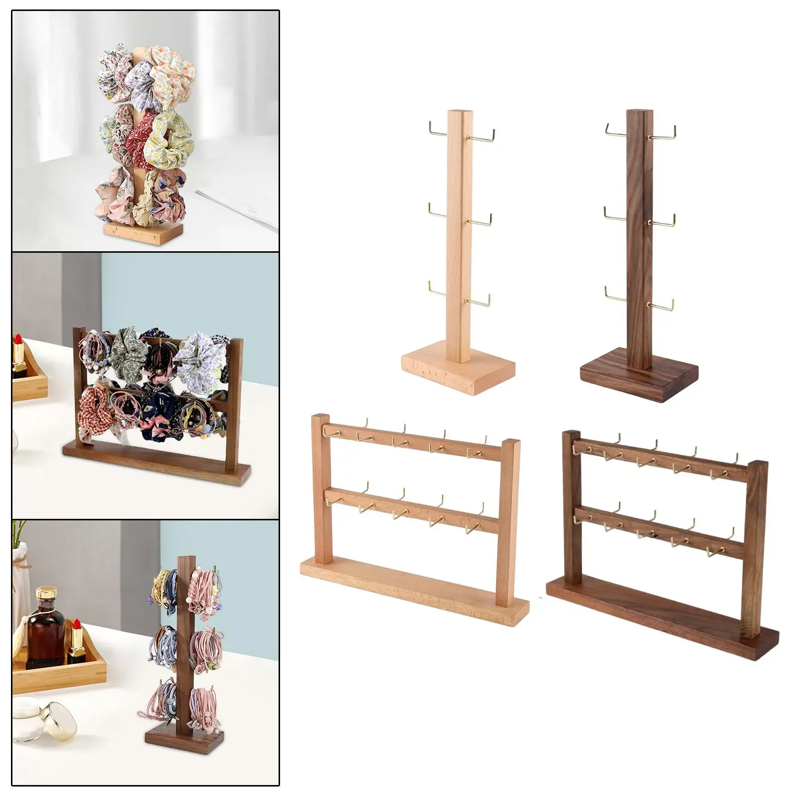 Headband Holder Storage Rack Beech Space Saving stand Hair Hoop Display Organizer for Hair Band Necklace Women Desktop Showcase