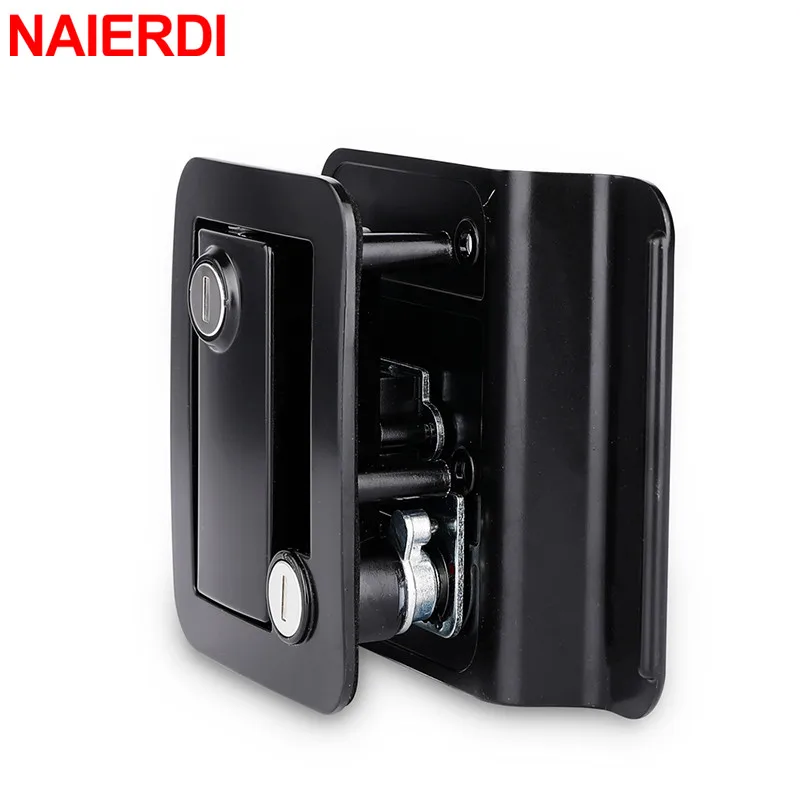 NAIERDI Zinc Alloy Camper Car Push Door Lock Handle RV Trailer Caravan Security Door Handles Replacement with Deadbolt Hardware