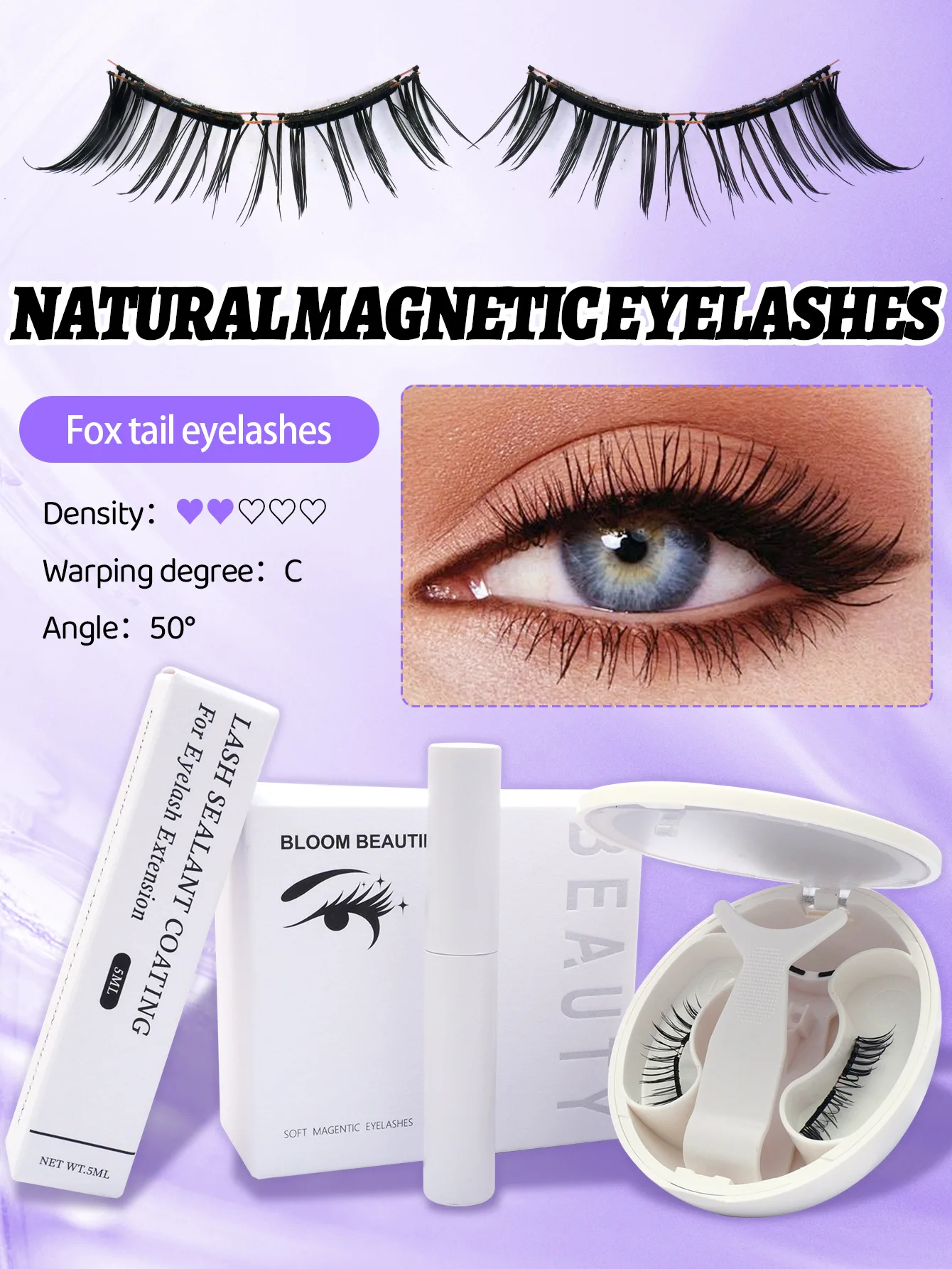 Soft Magnetic Suction False Eyelashes, Natural Eyelashes, Glue-free and Unloading, Reuse Magnetic Attraction