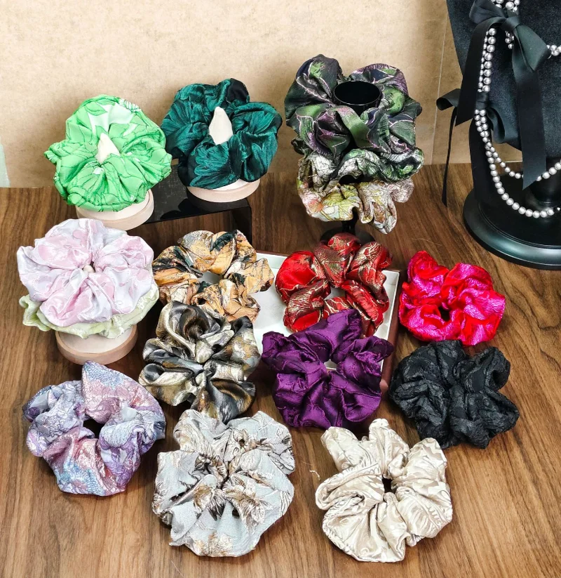 

High Quality Pint Jacquard Embroidery Hair Tie Rubber Band Women Ponytail Elastic Hair Bands AccessryWomen Hair Rope Headband