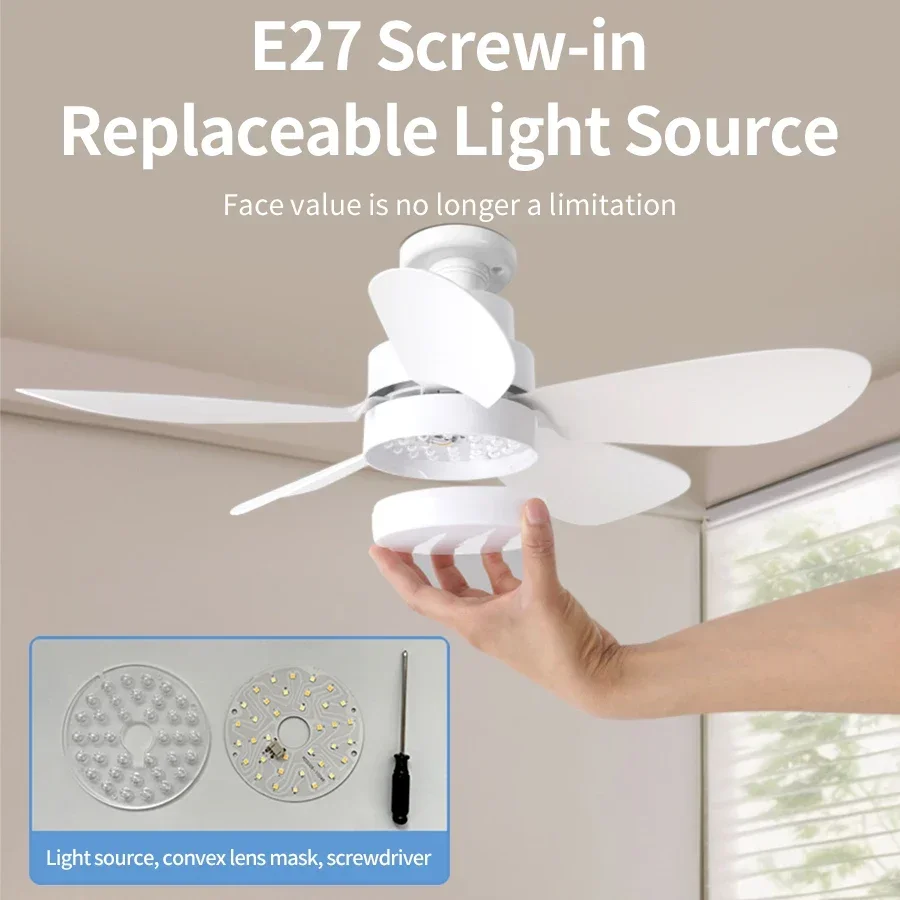 40W LED Ceiling Fan Light with E27 Socket Remote Control 3-Speed Dimmable Silent Fans Lighting for Bedroom Living Room Kitchen